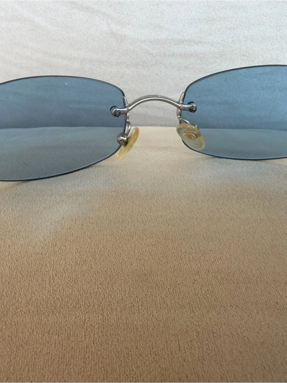 Chanel Silver Rim Grey Lens Logo Sunglasses